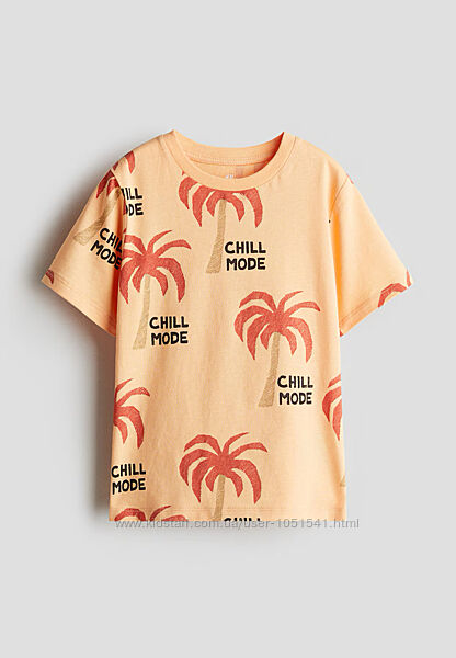 Футболки оранжеві - з пальмою chill від h&m ріст від 110 до 128 см