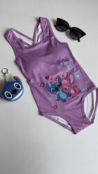 Купальник цільний бузковий stitch- love від 5 до 8 років