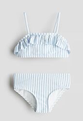 Купальник голубий в полоску з валаном від h&m від 110 до 140 см