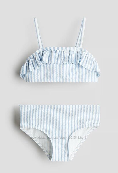 Купальник голубий в полоску з валаном від h&m від 110 до 140 см