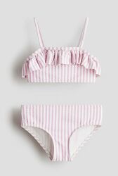 Купальники рожеві в полоску з воланами від h&m від 110 до 140 см