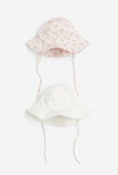 Біла і рожева котонова панама від h&m на 1-2 и 2-4 года