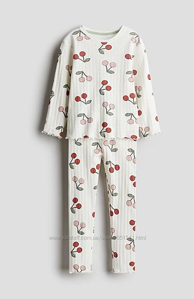 Трикотажні піжами вишенькі від h&m від 1 до 10 років