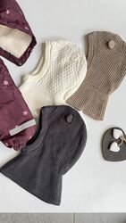 В, язана шапка -шолом на флісі від h&m від 6 міс до 4 років