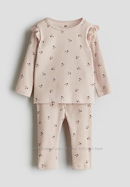 Комплект в рубчік вишенькі від h&m ріст від 74 до 98 см