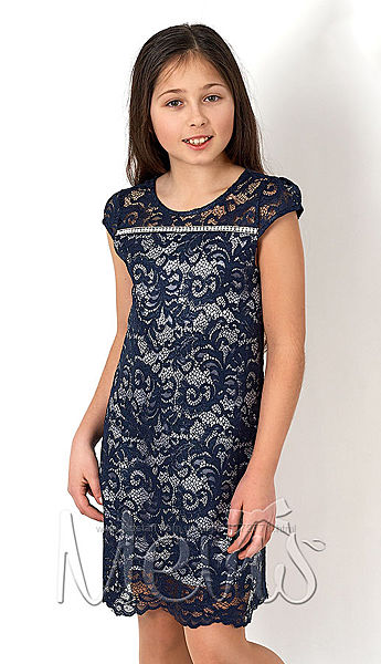 Нарядное платье для девочки Mevis синего цвета 2782