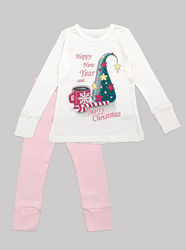 Праздничная пижама для девочки Фламинго молочная 330-1006