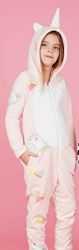 Уютная пижама-кигуруми для девочки Фламинго Единороги розовая 822-912