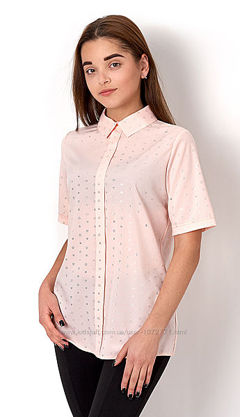 Блузка с коротким рукавом для девочки Mevis Сердечки персиковая 2660