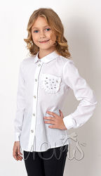 Блузка с длинным рукавом для девочки Mevis белая 2750-01