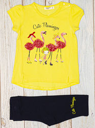 Комплект футболка и бриджи для девочки Breeze Cute Flamingos 13490