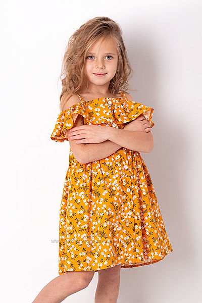 Платье для девочки Mevis оранжевое и розовое 3686 