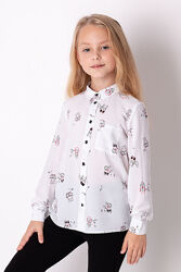 Блузка с длинным рукавом для девочки Mevis белая 3653-01