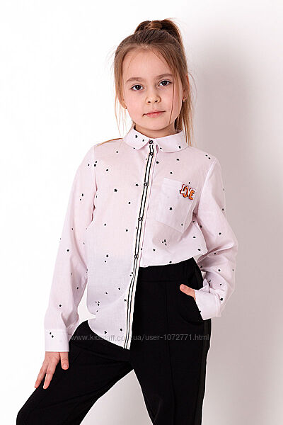 Хлопковая рубашка в школу для девочки Mevis 3720 