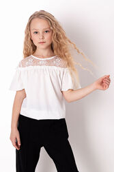Блузка для девочки Mevis белая и молочная 3797