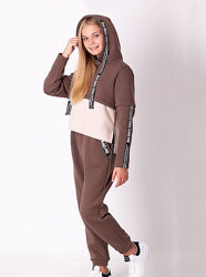 Утепленный спортивный костюм для девочки Mevis мокко 3591-02
