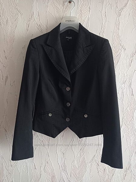 Черный стильный жакет в полоску claire. dk, дания, р. xs-s