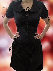Черное платье-халат на молнии р.38S/M