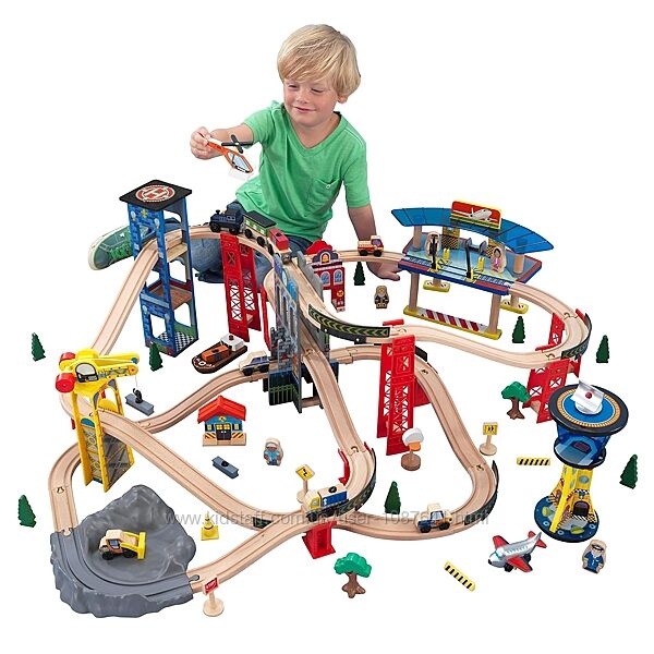 KidKraft Super Highway Train Set Дитяча залізниця дерева пластик