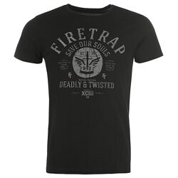 Футболка мужская Firetrap Washed Black Оригинал хлопок котон Чёрный цвет