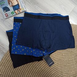 Боксери чоловічі Livergy 3 шт  бавовна, чорні/сині