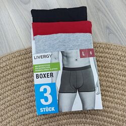 Боксери чоловічі Livergy 3 шт  бавовна, чорні/червоні/сірі