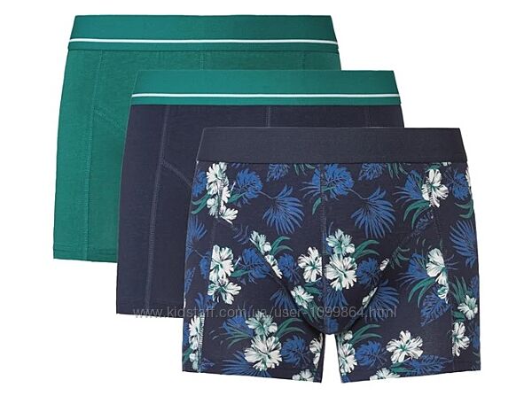 Боксери чоловічі Livergy 3 шт бавовна, бірюза/темно-сині