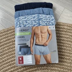 Боксери чоловічі Livergy 3 шт бавовна, блакитні/сині