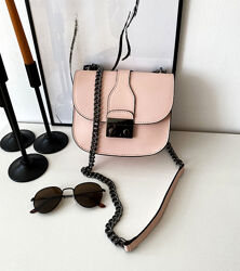 Кожаная розовая летняя маленькая сумка кроссбоди в стиле Фурла, Италия