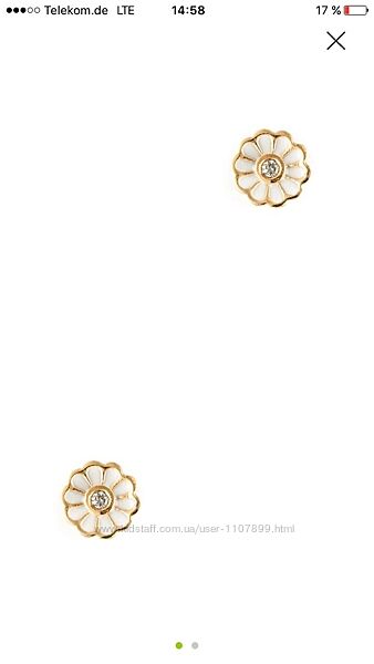 Cерьги серебрянные платинированные, пусеты. Spinning Jewelry. Дания.