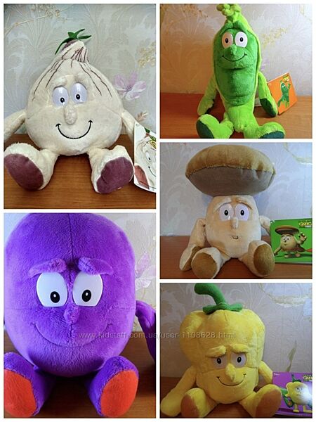 Мягкая игрушка Goodness gang фрукты овощи Яблуко, Гриб, Горох, Слива, Чесно