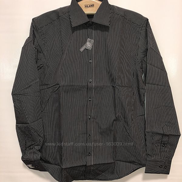 Черная рубашка в мелкую полосу с немецкого сайта C&A в наличии, р-р S 37-38