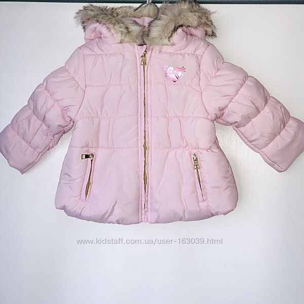 Нежно-розовая теплая демисезонная курточка для малышки, размер 80, Германия