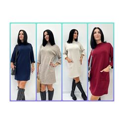42-52р Тепла жіноча сукня з кишенями з двосторонньої ангори Debra