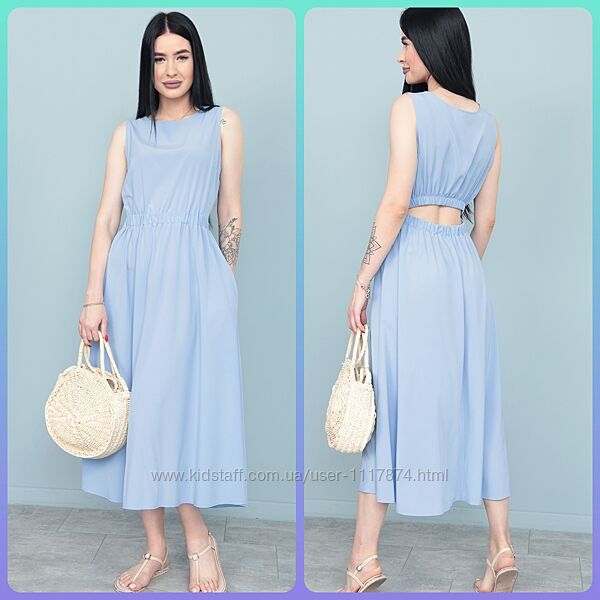 42-52р Літня софтова сукня з вирізом на спині Wendy