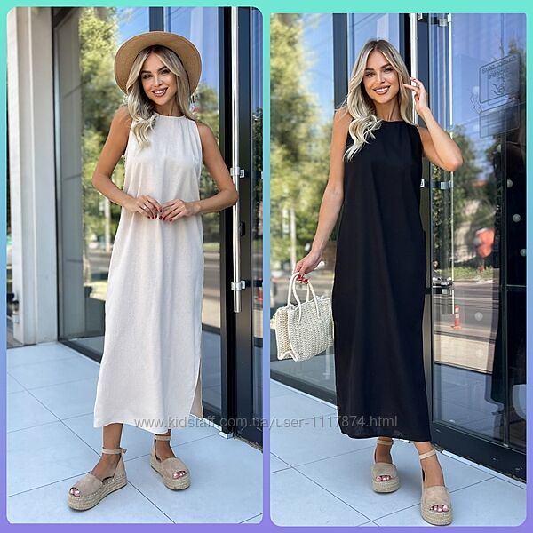 44-54р Жіноча льняна сукня VR-039.02