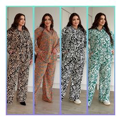 50-58р Жіночий костюм сорочка та брюки, віскоза софт, VR-053.73