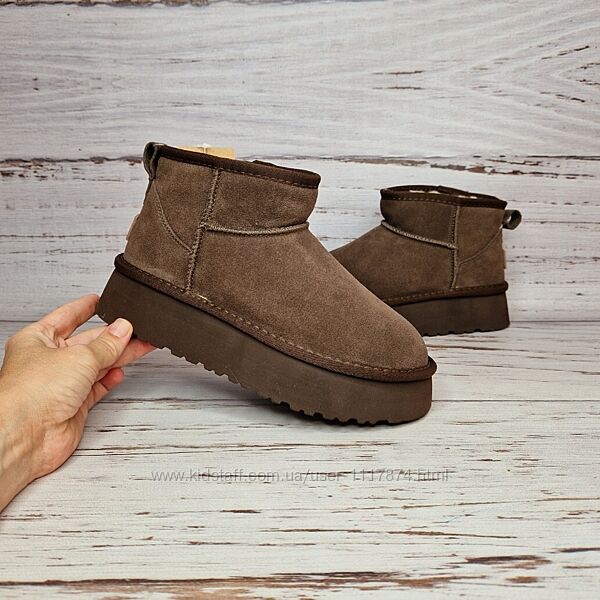 36-40р Зимові шкіряні замшеві натуральні уггі Itts A805-24