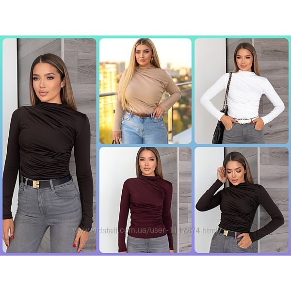 42-56р Базовий жіночий лонгслів з драпіруванням Sweet