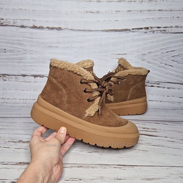 36-40р Зимові шкіряні замшеві натуральні черевики для дівчинки tts KT101-45