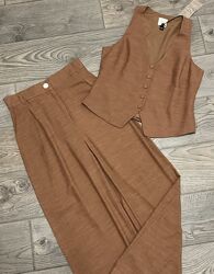 Стильний брючний лляний костюм river island р. 38/10/м