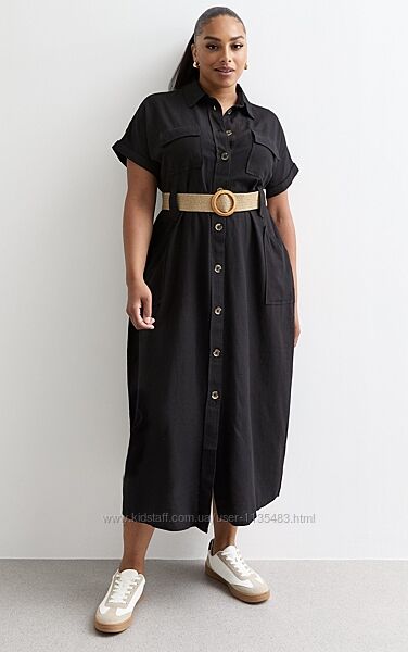 Сукня/сорочка міді з додаванням льону New look р. 18/46/3XL