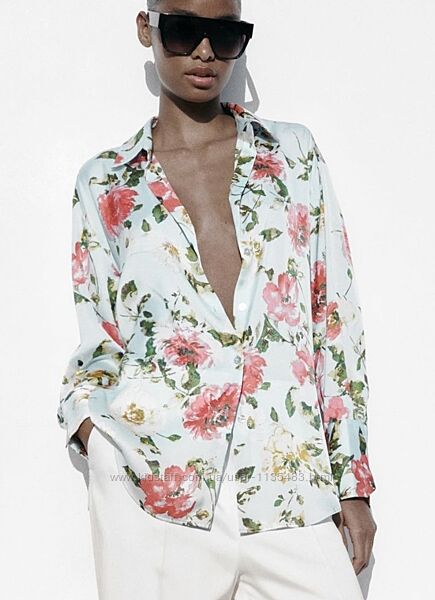 Сатинова блуза/сорочка Zara р. М/38/10-підійде також на р. L/40/12