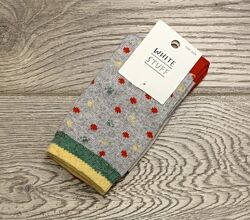 Вовняні шкарпетки з новорічним принтом white stuff р. 36-39