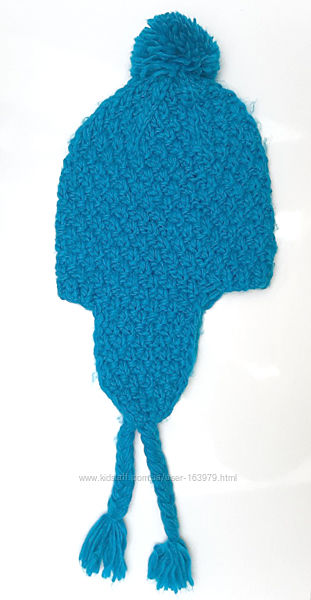 Вязанная шапка бирюзовая блакитна