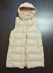 Женская теплая длинная зимняя куртка жилетка ZARA M 46-48 мех28