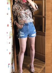 Джинсовые  шорты мом Topshop Moto р. UK 12 
