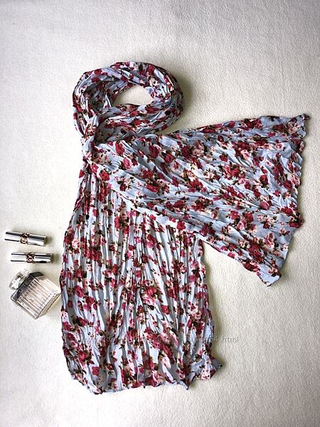Фирменный натуральный лёгкий шарф шарфик цветочный принт жатка 