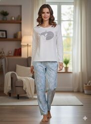 Тепла жіноча комбінована піжама