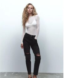 РВАНЫЕ ДЖИНСЫ MOM TRF джинсы с высокой талией Zara EUR 42 USA 10